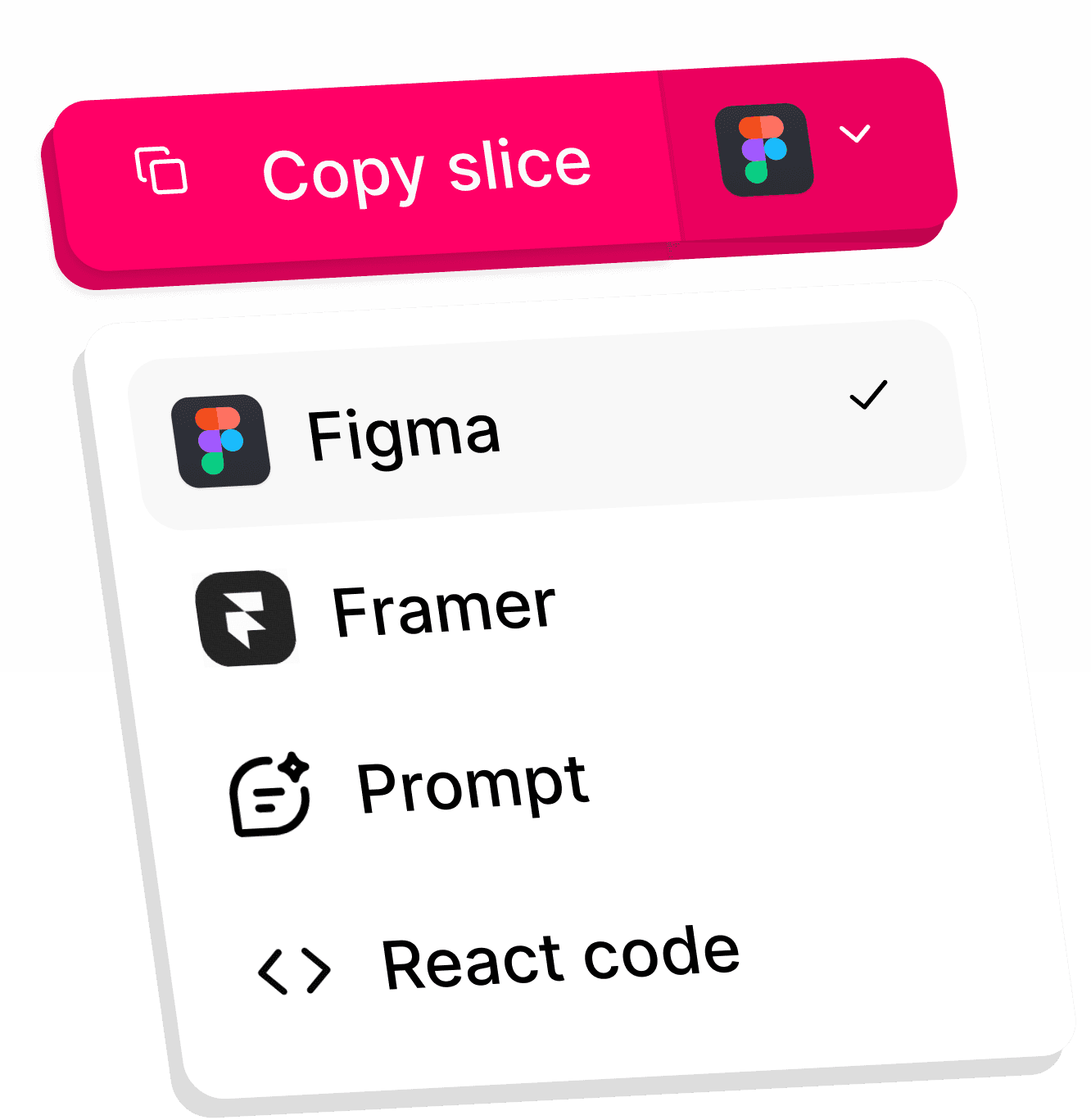 Export slice to Figma, Framer, React and more