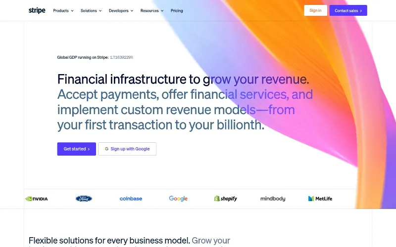 Stripe page captured in a journey
